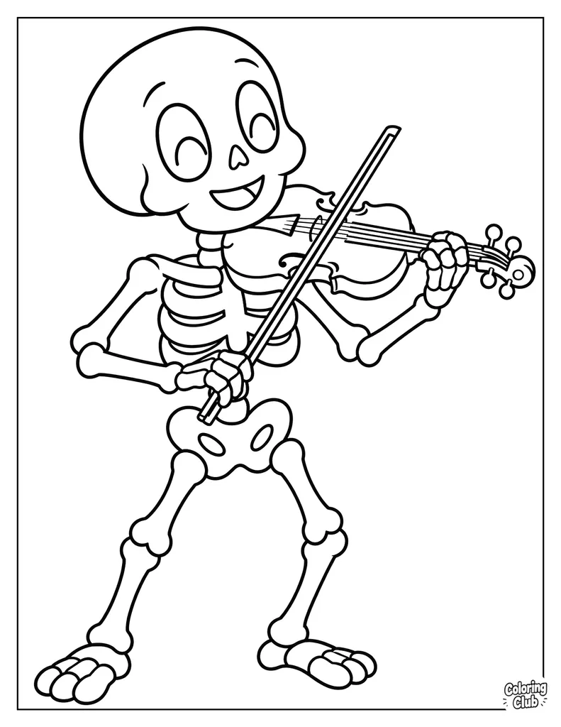 Skeleton Playing a Violin on Stage