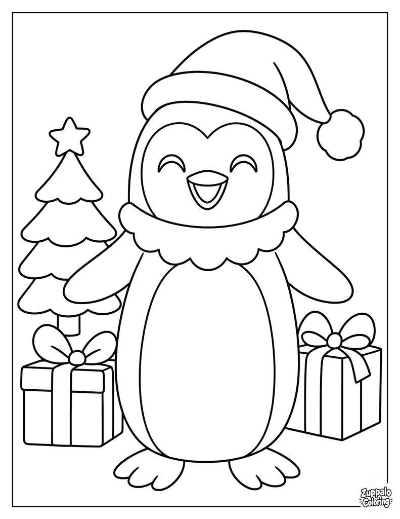 Penguin Wearing a Santa Hat