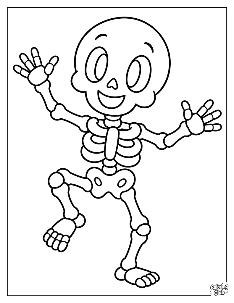 Dancing Skeleton Coloring Page