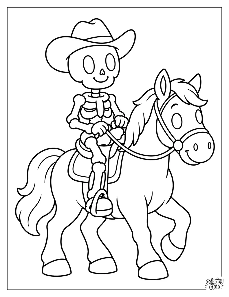 Skeleton Cowboy Riding a Horse