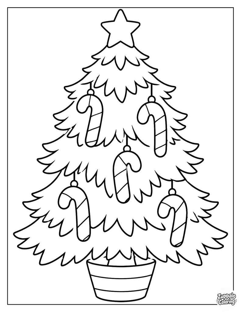 Christmas Tree Wears Candy Cane Ornaments