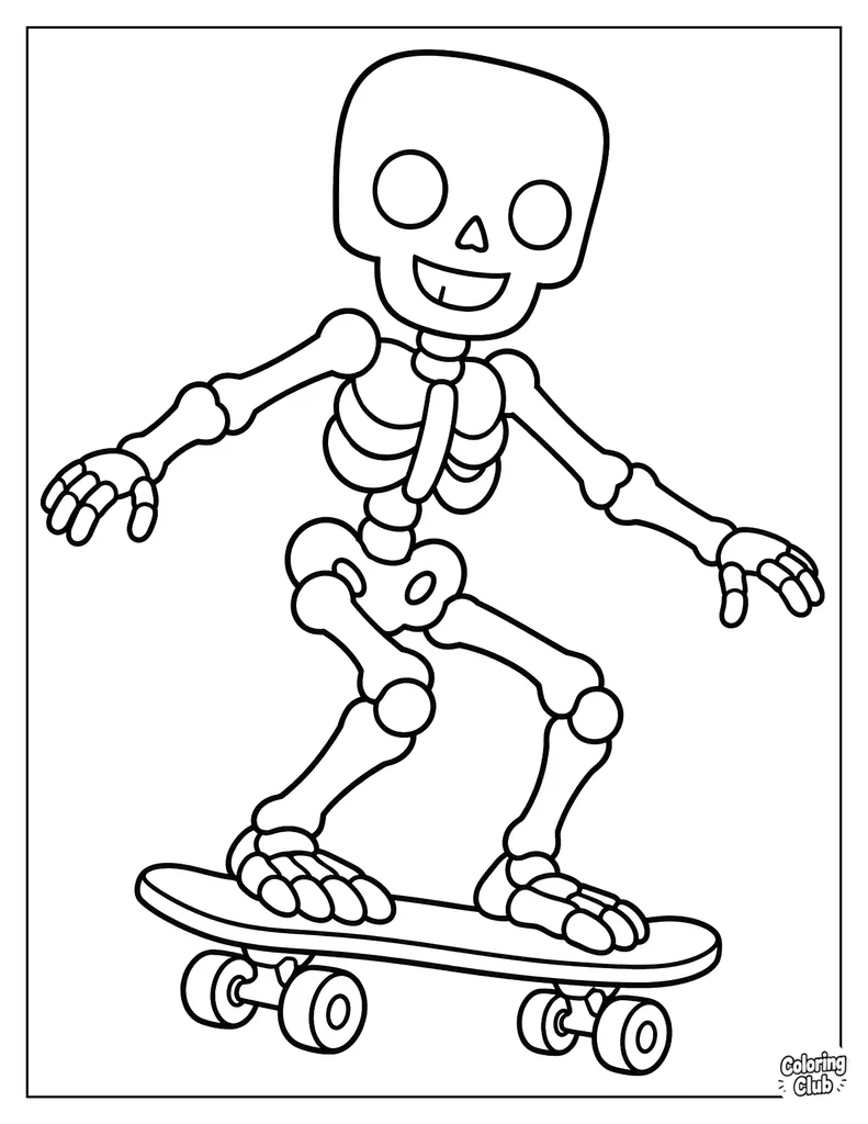 Skeleton Skateboarding in the Park