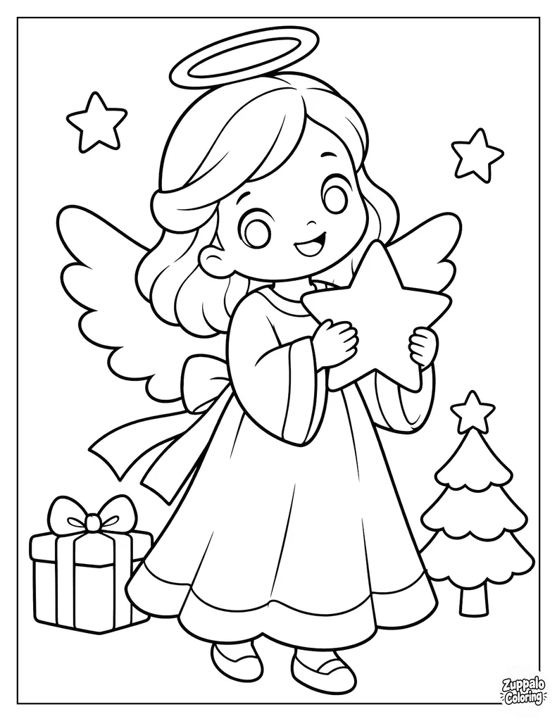 Christmas Angel Holding a Star