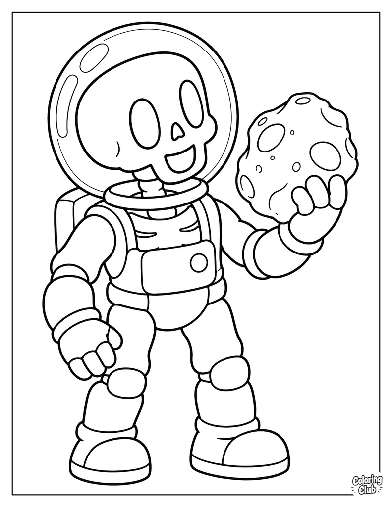 Skeleton Astronaut Exploring the Moon