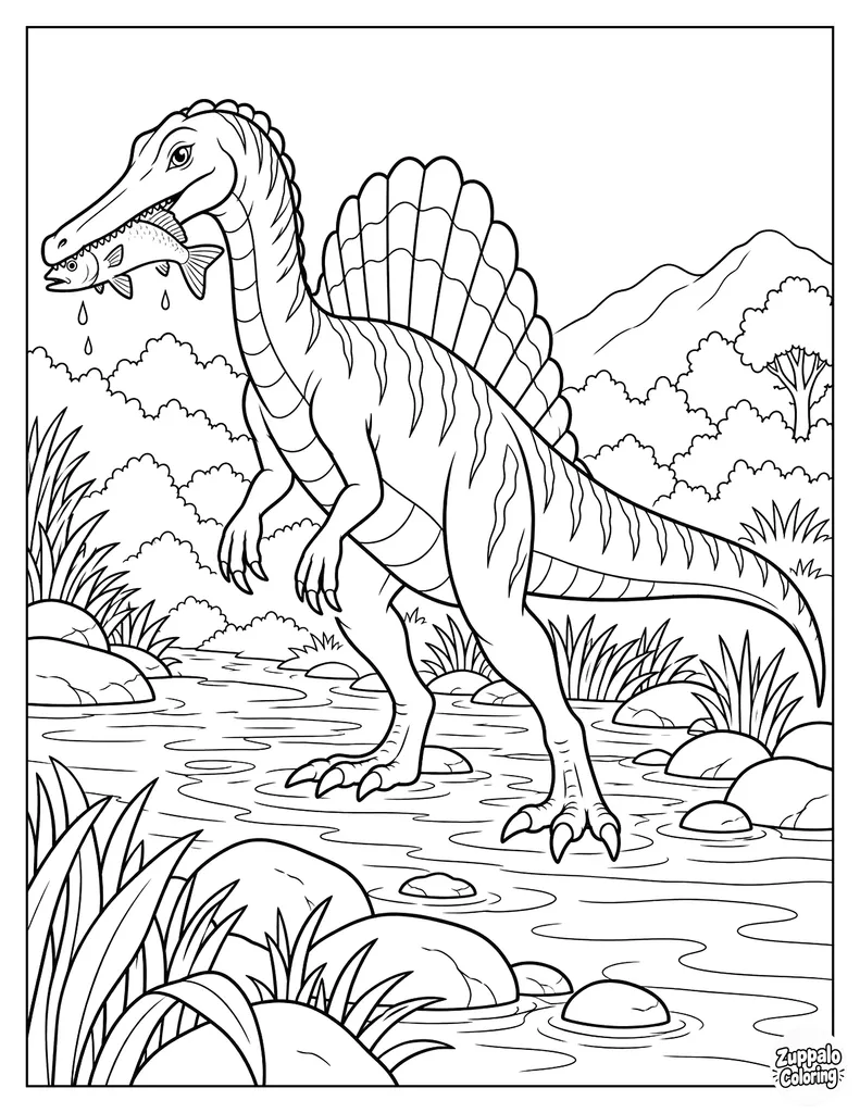 Spinosaurus Catches a Fish