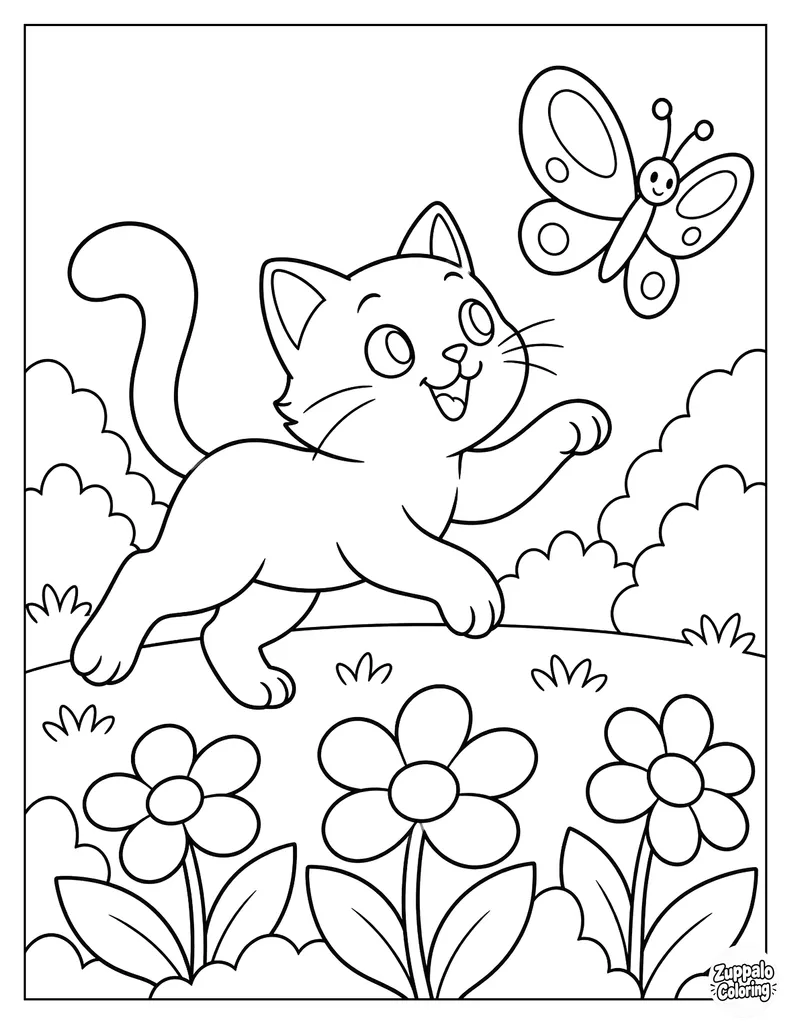 猫咪在花园里追蝴蝶