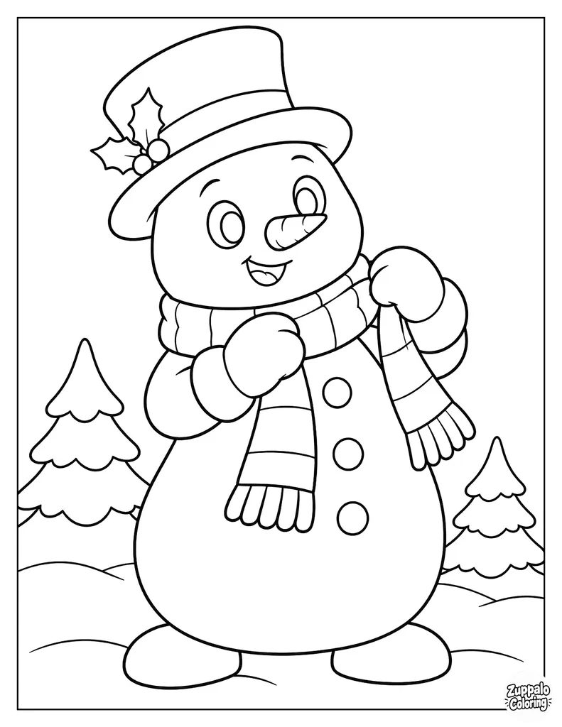 Snowman Adjusting a Christmas Scarf