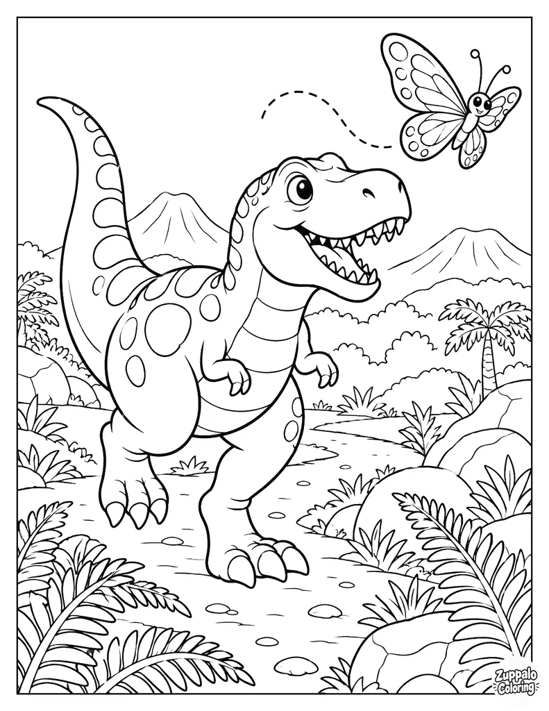 T Rex Chases a Butterfly