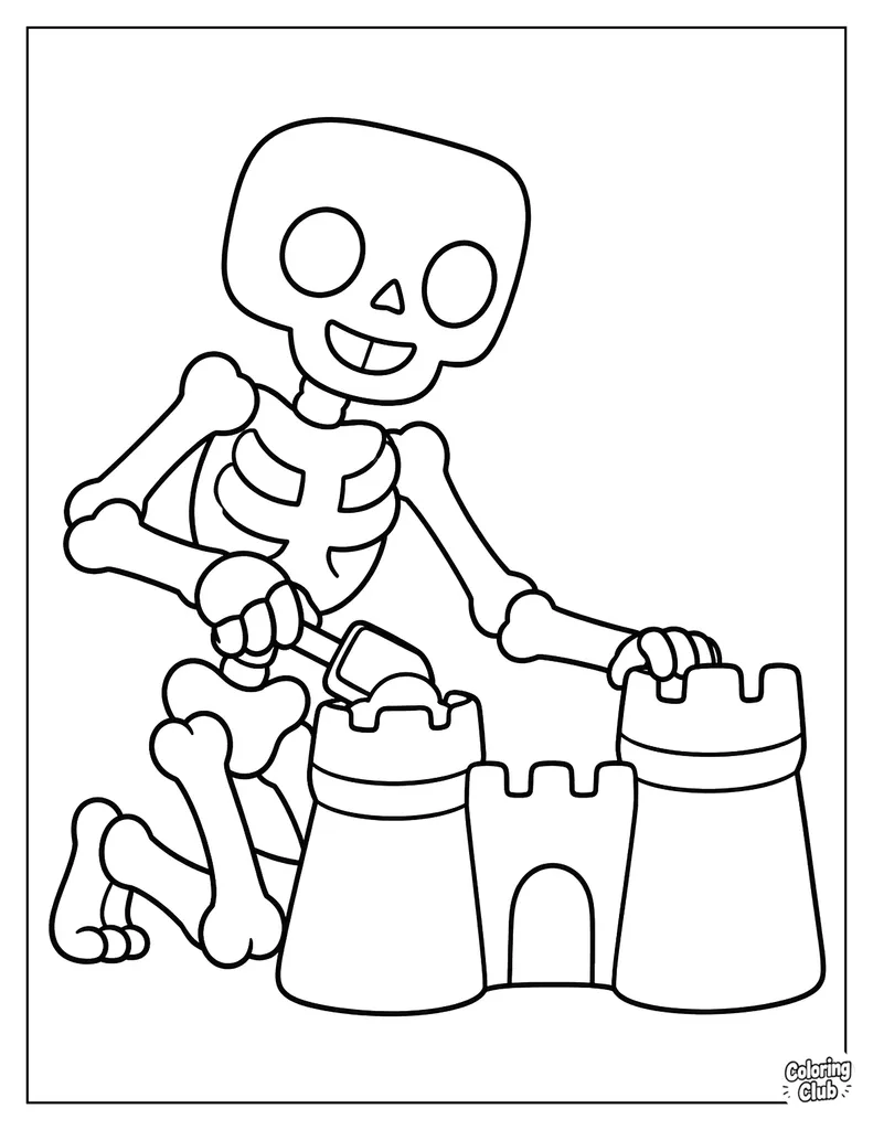 Skeleton Building a Sandcastle on the Beach