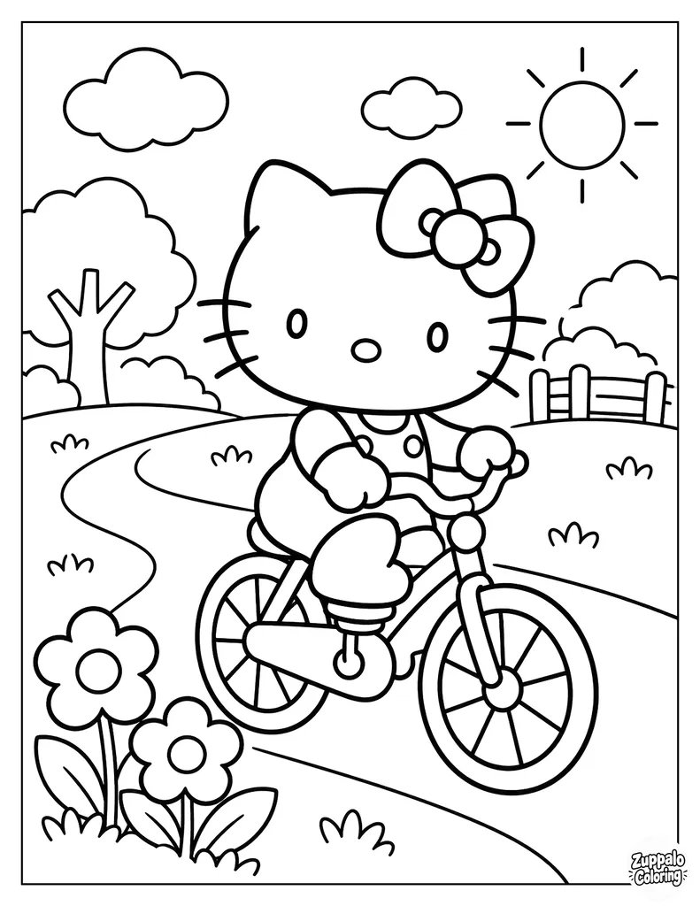 凯蒂猫骑自行车