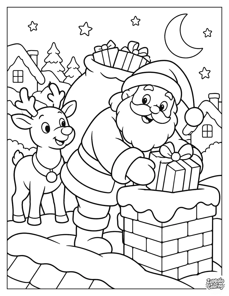 Santa Delivers Gifts on Christmas Eve