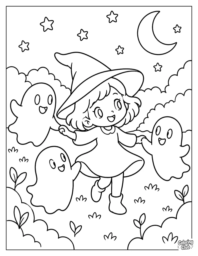 Witch Dances With Ghosts Under the Stars