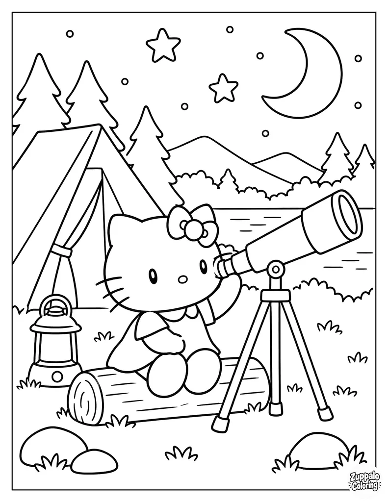 凯蒂猫在营地观星