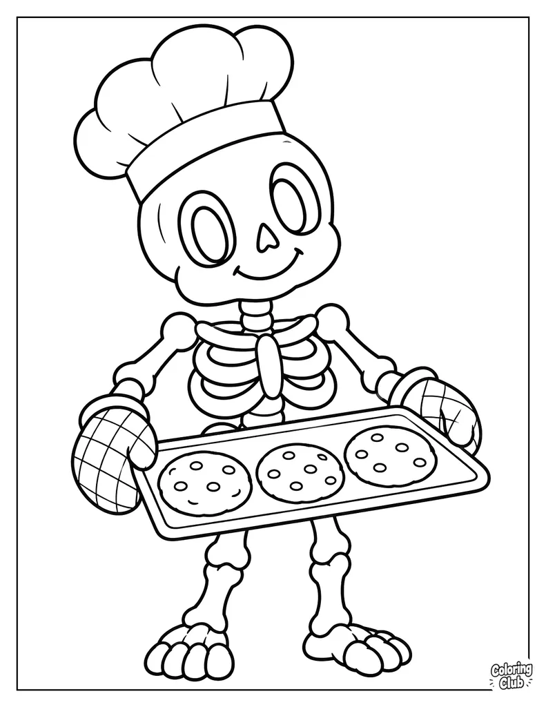 Skeleton Baking Cookies in the Kitchen